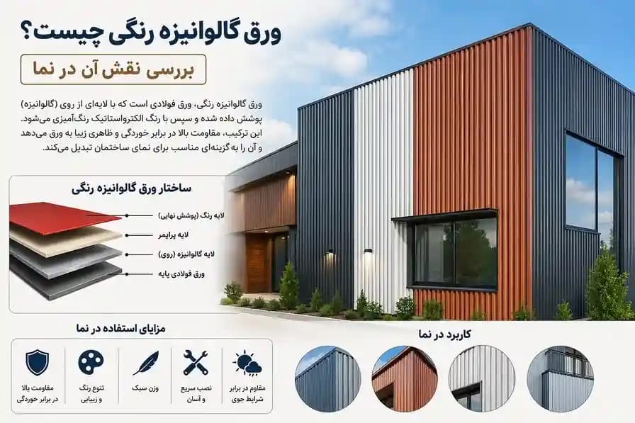 ورق گالوانیزه رنگی چیست؟ بررسی نقش آن در نما